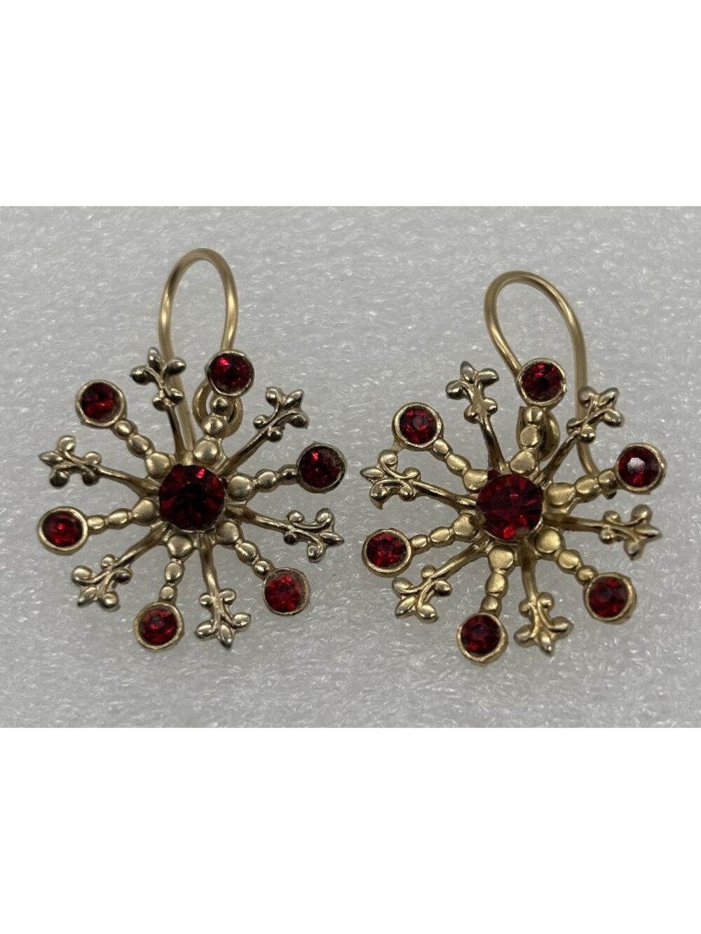 Vintage Starburst Components Dangle Earrings Reworked With 14K GF Wires Unsigned